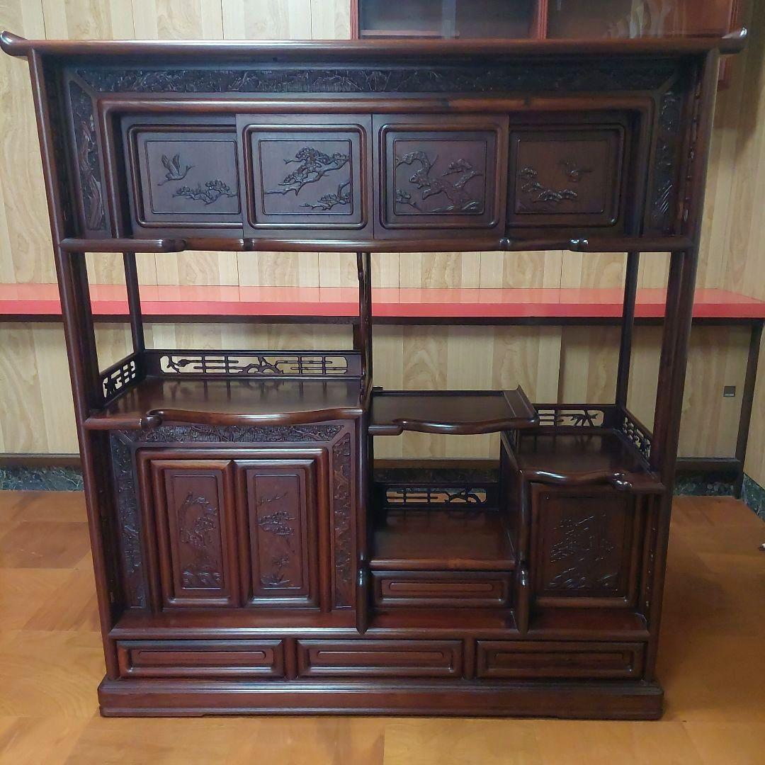 唐木家具　紫檀飾り棚　茶箪笥
