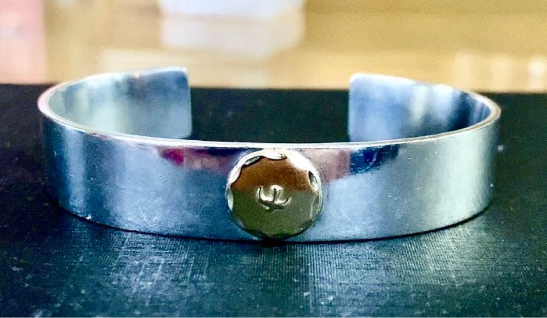 飛加藤真贋保証goro's 平打ちブレスM バングル SV/k18中古鑑定