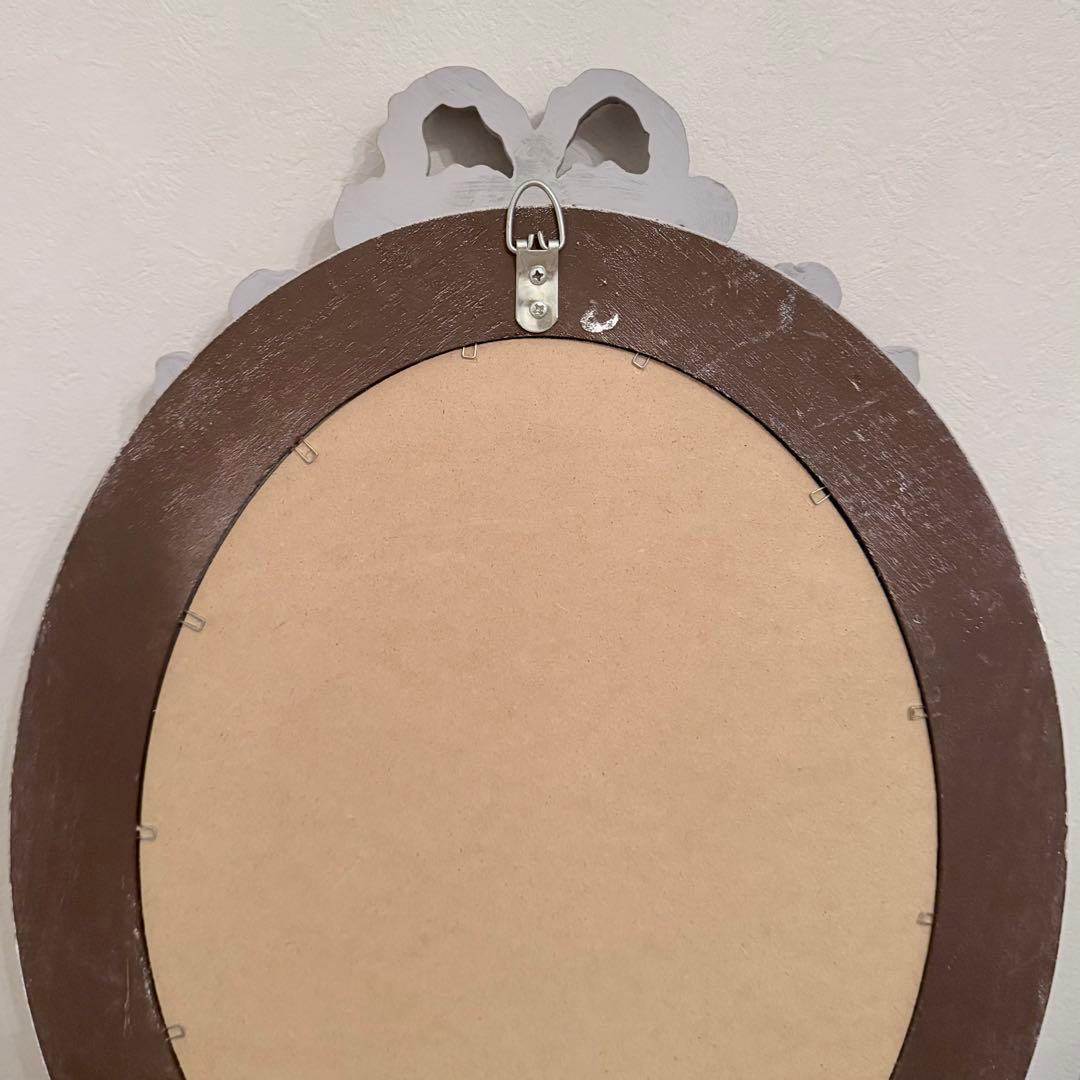 ZARA  壁掛けミラー グレー オーバル リボン シャビーシック