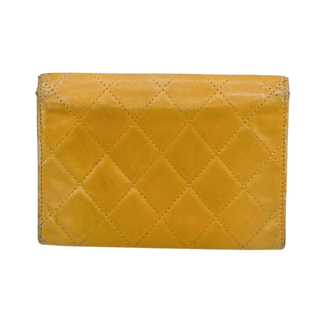 良品 シャネル カンボンライン ココマーク 二つ折り財布 ベージュ 黒 ブラック