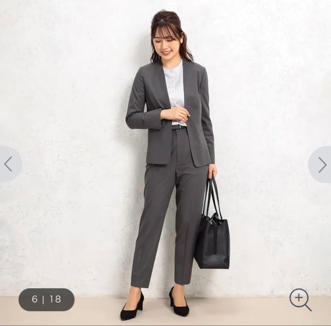 【限定値下げ】AOKI T/Rストレッチ ノーカラージャケット パンツセット7号