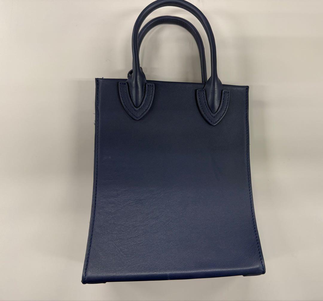 Wide Range ミニトートバッグ［本革］ネイビー