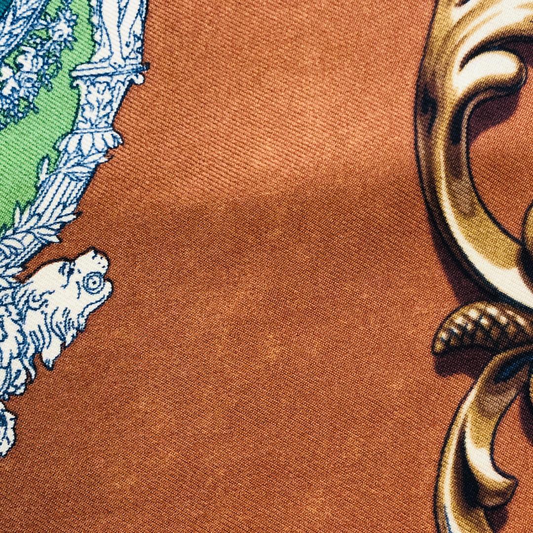 HERMES エルメス カレ90 金の馬車 スカーフ ブラウン系 タグなし