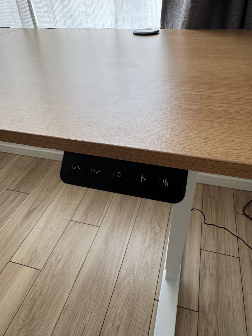 組み立て不要 Flexispot 140×60 電動昇降機能付きデスク オーク