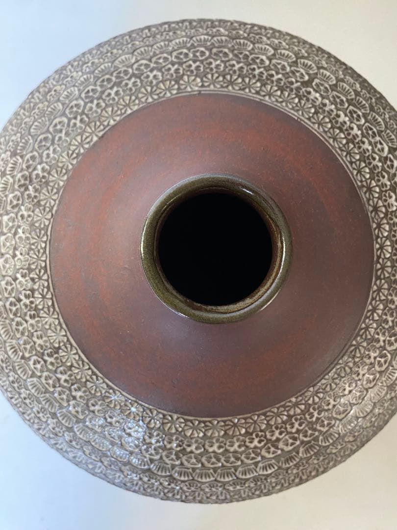 花器　陶器　三島焼　花瓶　印花模様　工芸品
