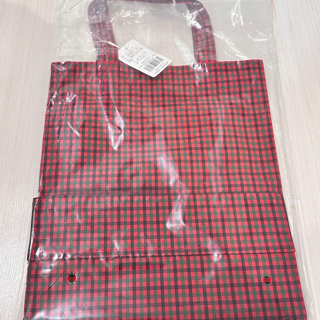 ファミリア　familiar トートバッグ　大　赤系チェック　新品　バッグ