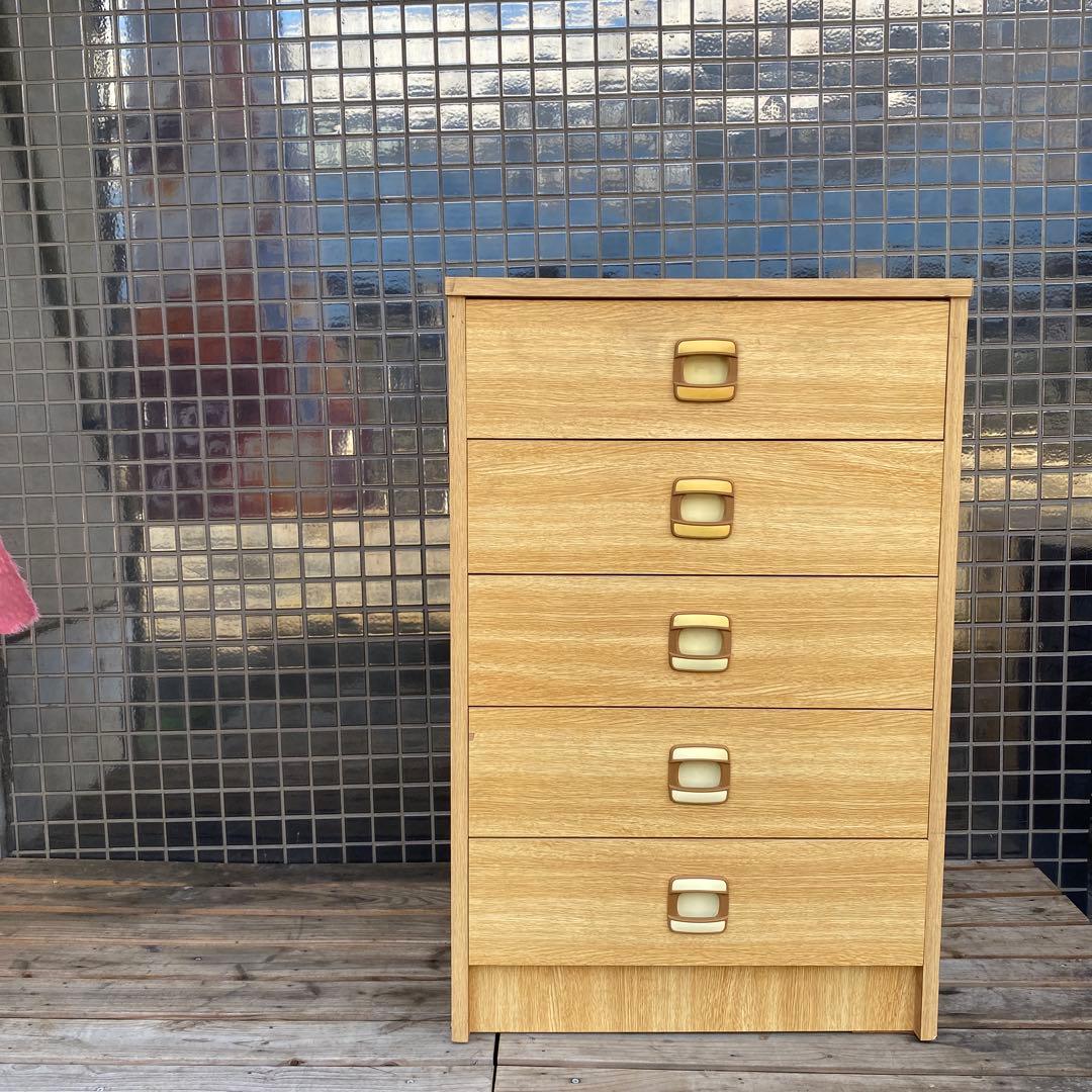 昭和レトロ 五段チェスト 木製 インテリア ヴィンテージ レトロポップ