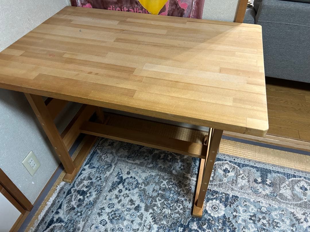 日本製 学習机 2台椅子 2脚ナチュラルウッド