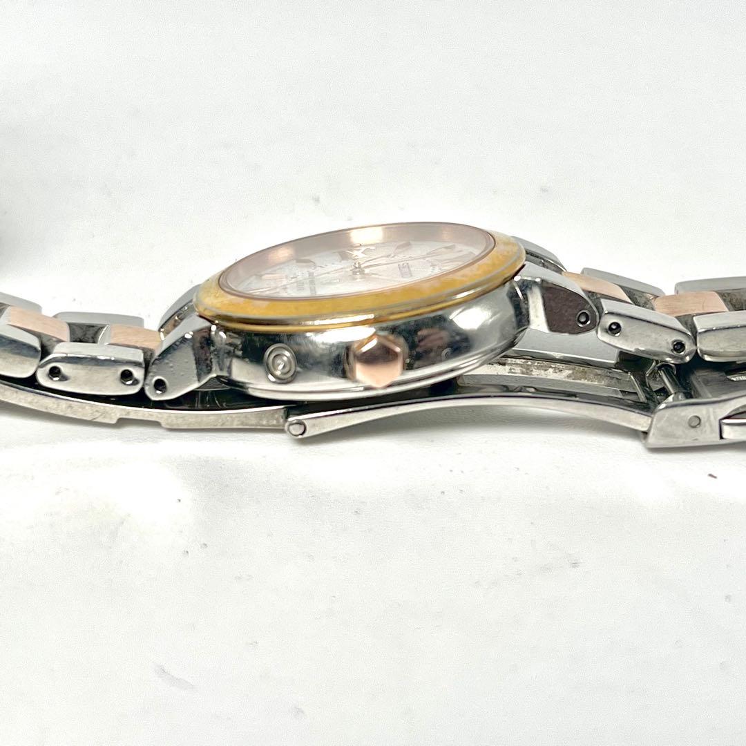 【稼働品】セイコー エクセリーヌ ゴールドベゼル クォーツ 腕時計 4Pストーン