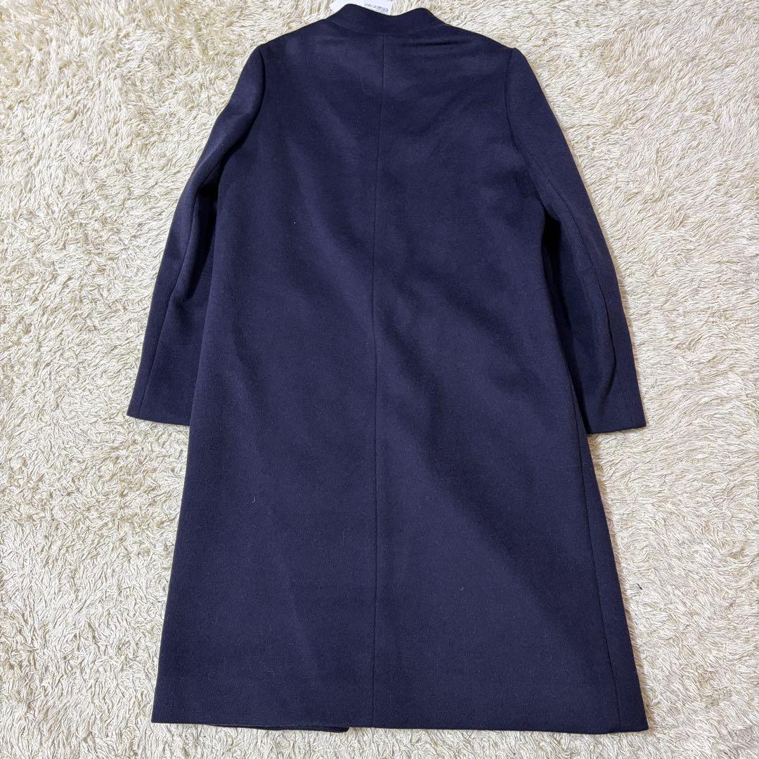 新品 PLST ウールモッサカラーレスコート Sサイズ ネイビー