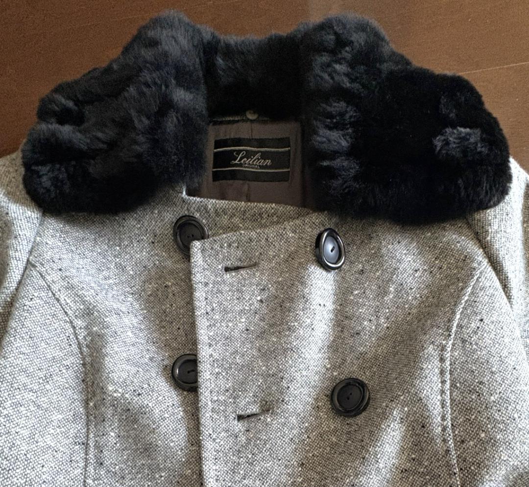 Leilian カシミア混　ヌートリアファー　コート　サイズ９