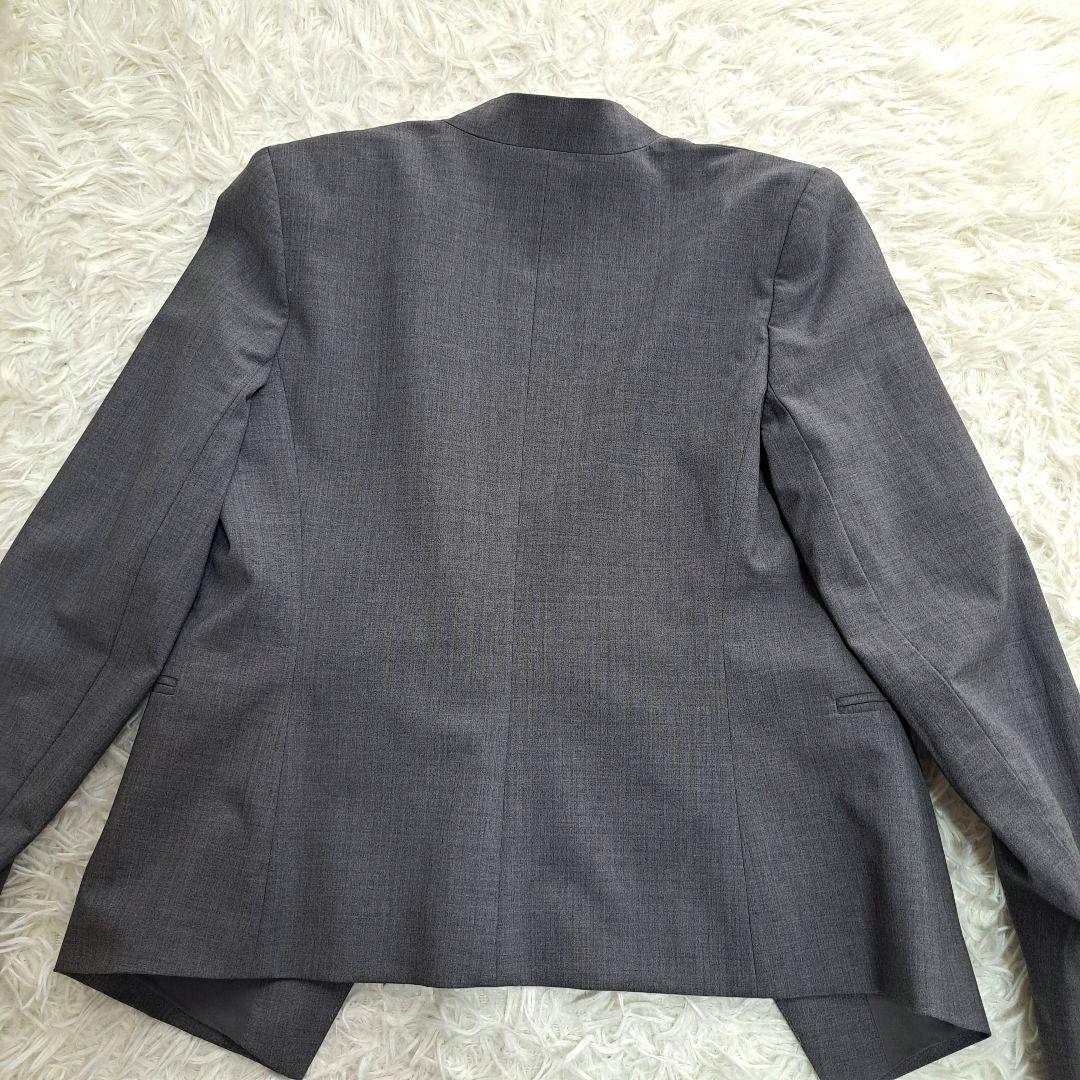 【Theory】ノーカラージャケット　パンツ　セットアップスーツ　グレー