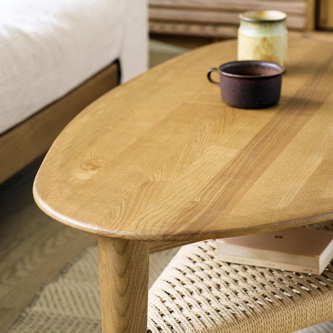 リビングテーブル幅100cm アッシュ無垢材 ペーパーコード 完成品（1282）