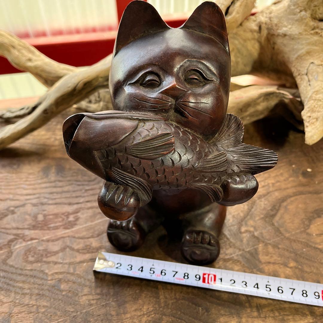 木製／招き猫／置物／縁起物／希少／アンティーク／ヴィンテージ
