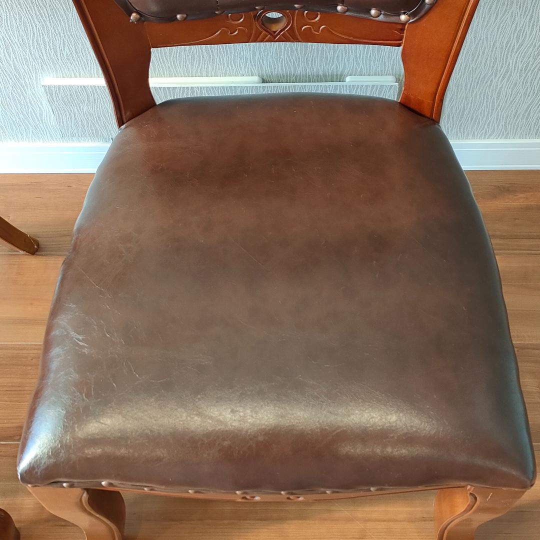 アンティーク　合皮チェア　ダイニングチェア　2脚セット