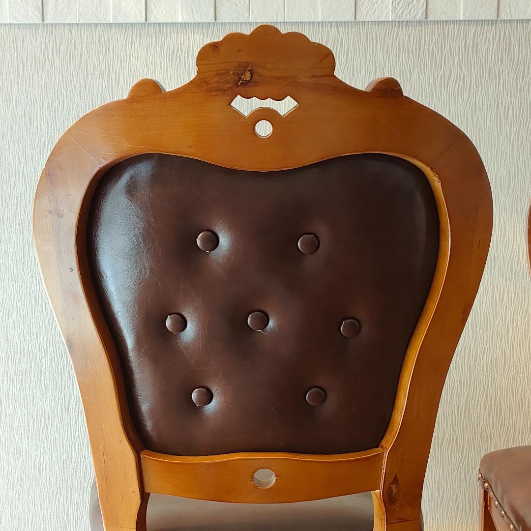 アンティーク　合皮チェア　ダイニングチェア　2脚セット