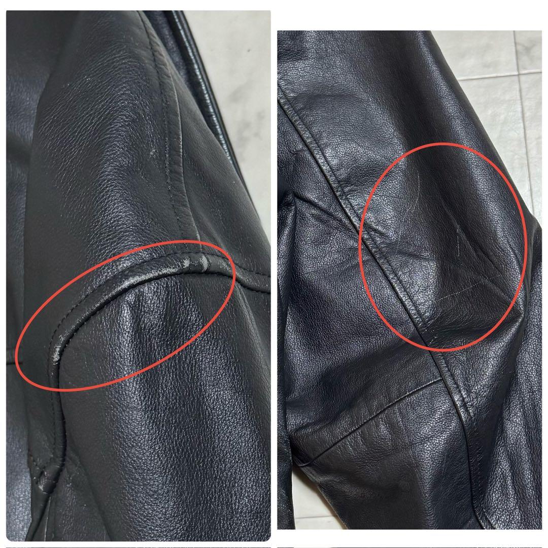 【オーバーサイズ 3L相当】OLD GAP 90s レザーピーコート 本革 黒