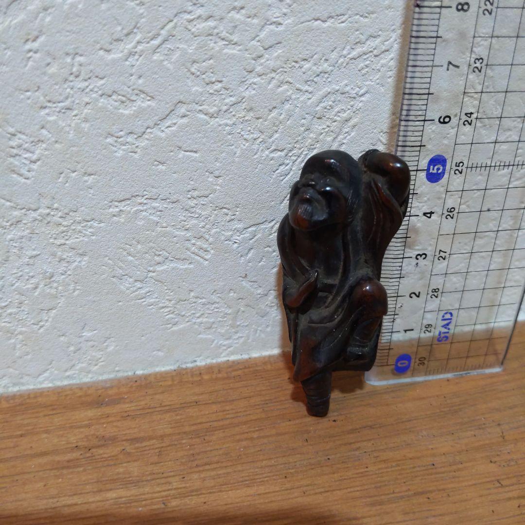 時代提げ物 江戸時代木彫根付 【瓢箪仙人】高さ約5.8cm 重さ約8ｇ 魔除け