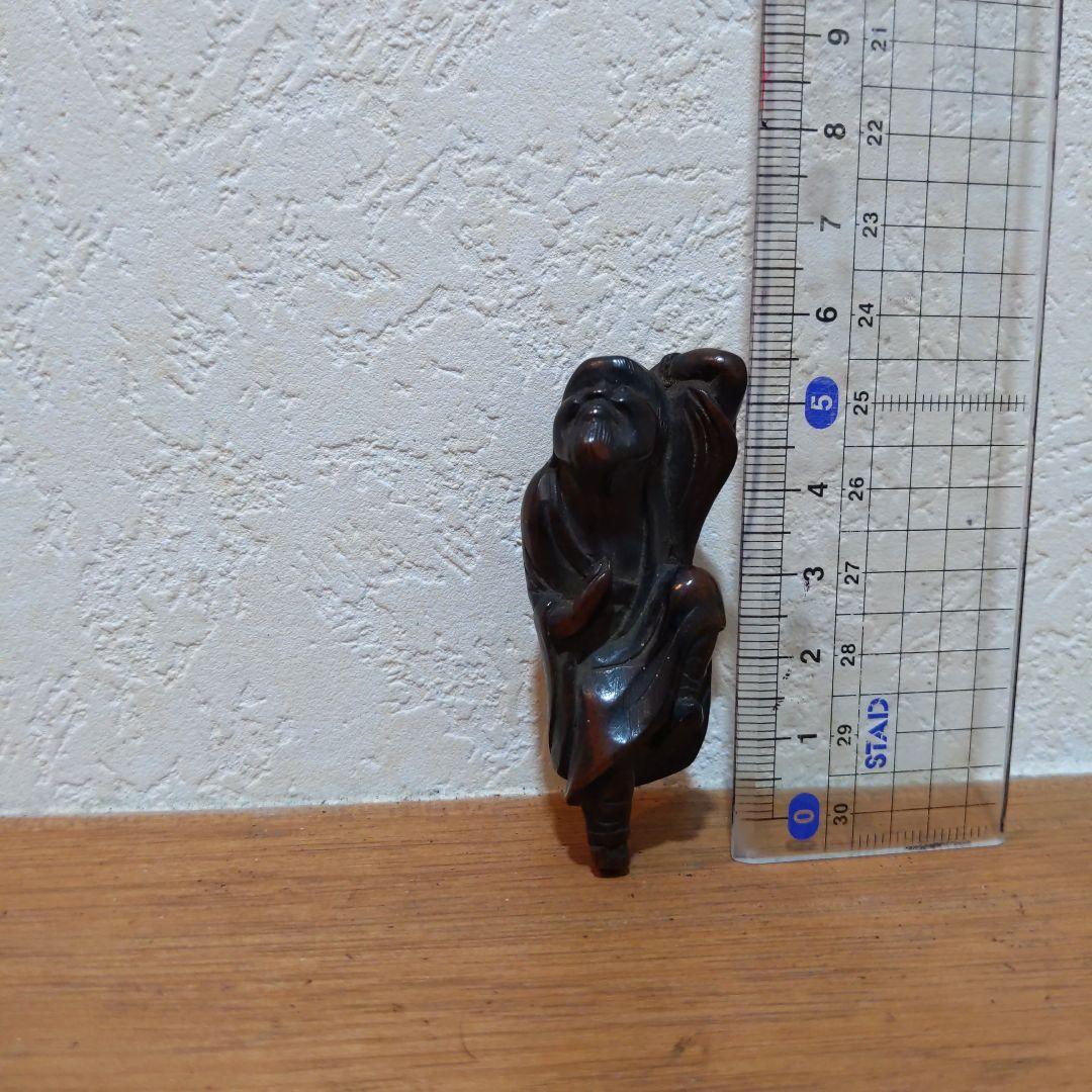 時代提げ物 江戸時代木彫根付 【瓢箪仙人】高さ約5.8cm 重さ約8ｇ 魔除け