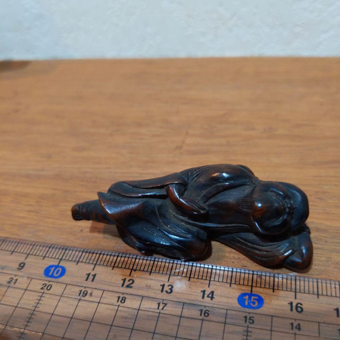 時代提げ物 江戸時代木彫根付 【瓢箪仙人】高さ約5.8cm 重さ約8ｇ 魔除け