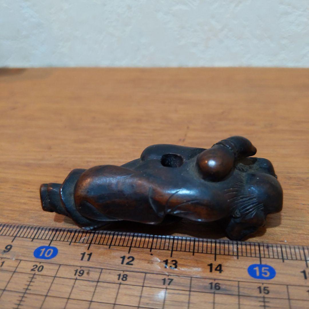 時代提げ物 江戸時代木彫根付 【瓢箪仙人】高さ約5.8cm 重さ約8ｇ 魔除け