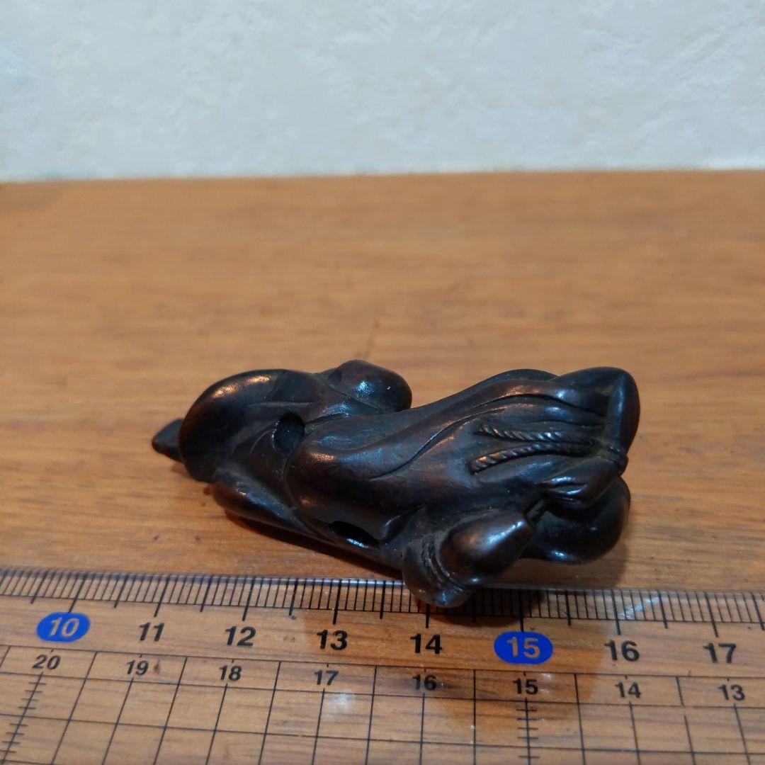 時代提げ物 江戸時代木彫根付 【瓢箪仙人】高さ約5.8cm 重さ約8ｇ 魔除け