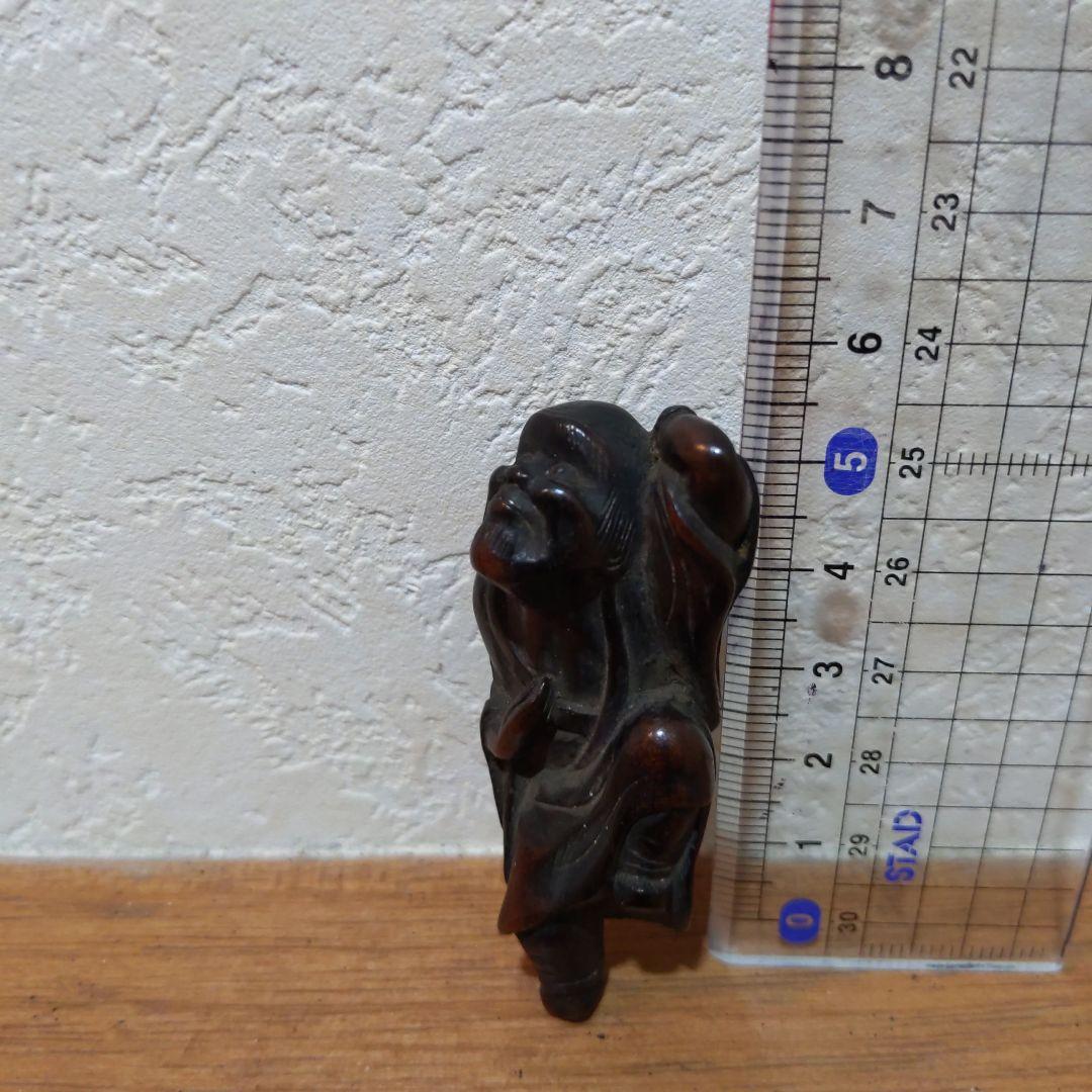 時代提げ物 江戸時代木彫根付 【瓢箪仙人】高さ約5.8cm 重さ約8ｇ 魔除け