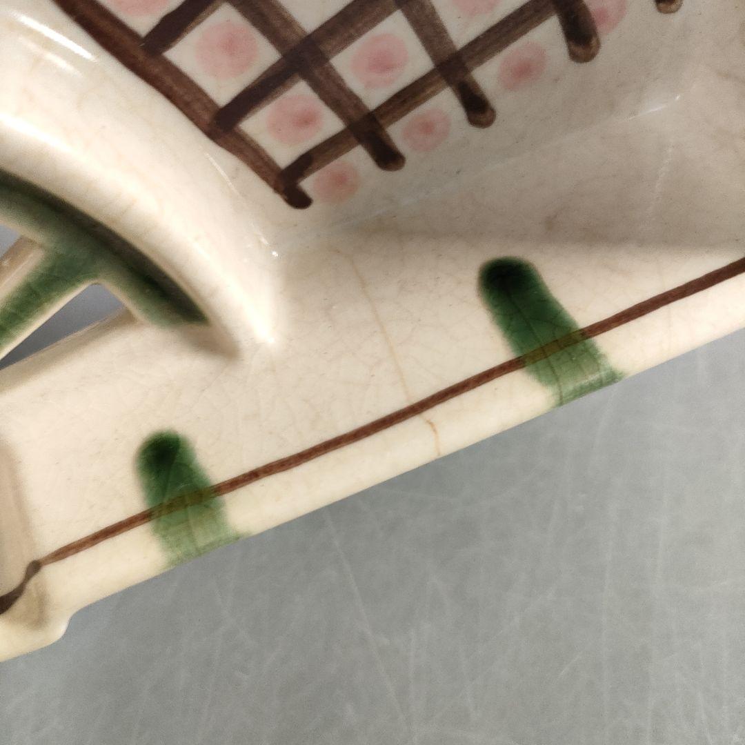 A1292-1/織部焼/瀧口喜兵爾/弥七田織部扇面向付12客/飾鉢/懐石道具/