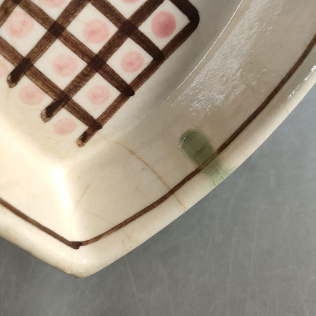 A1292-1/織部焼/瀧口喜兵爾/弥七田織部扇面向付12客/飾鉢/懐石道具/