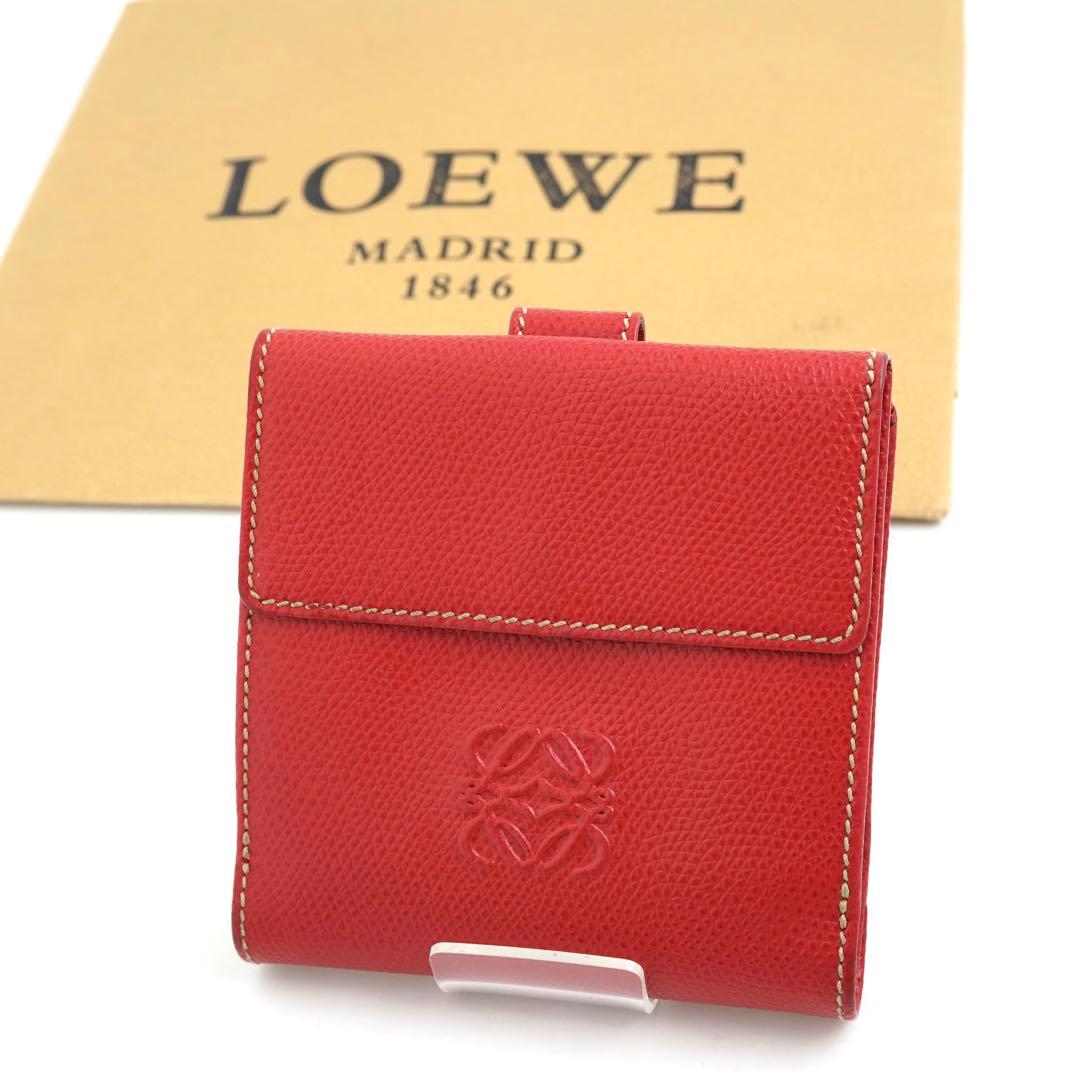 ✨未使用展示品✨　LOEWE ミニ財布　アナグラム　レッド　赤色　アマソナ