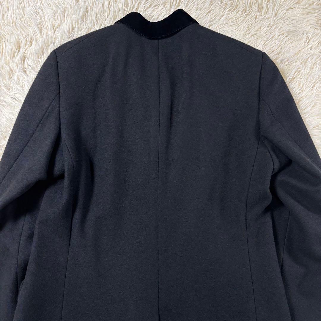 タケオキクチ チェスターコート ベロア襟 カシミヤ混 L相当 ブラック