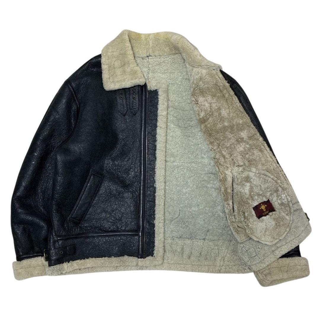 B-3 フライトジャケット ボアジャケット シープ 羊革 ブラック 3L