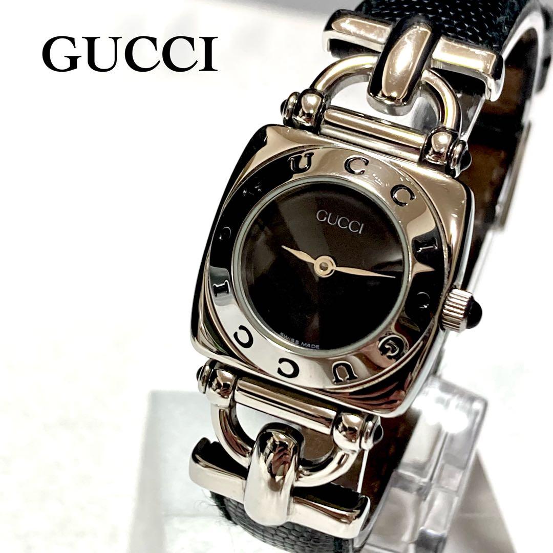 【新品電池/稼働】グッチ ホースビット 6300L 腕時計 シルバー 純正ベルト
