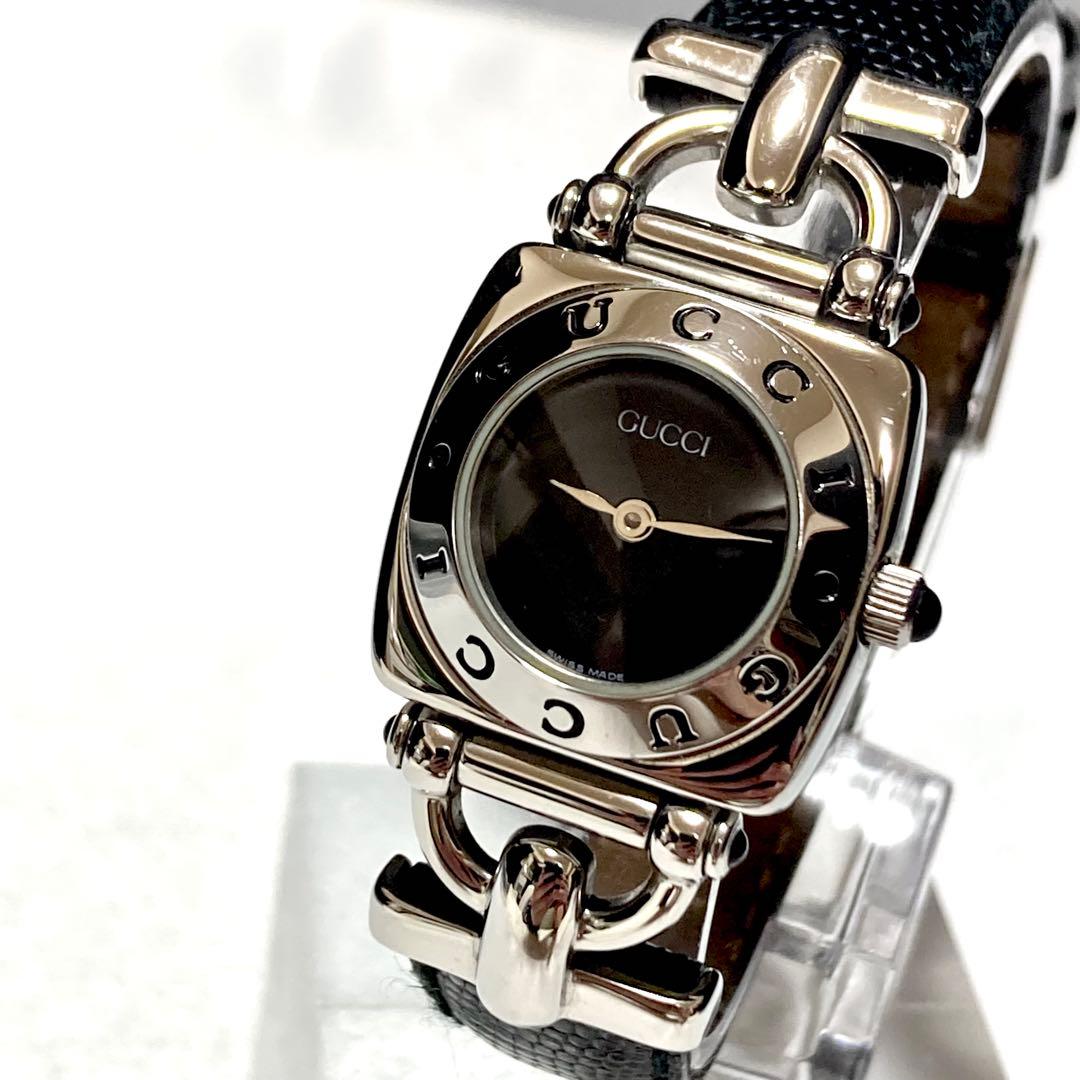 【新品電池/稼働】グッチ ホースビット 6300L 腕時計 シルバー 純正ベルト