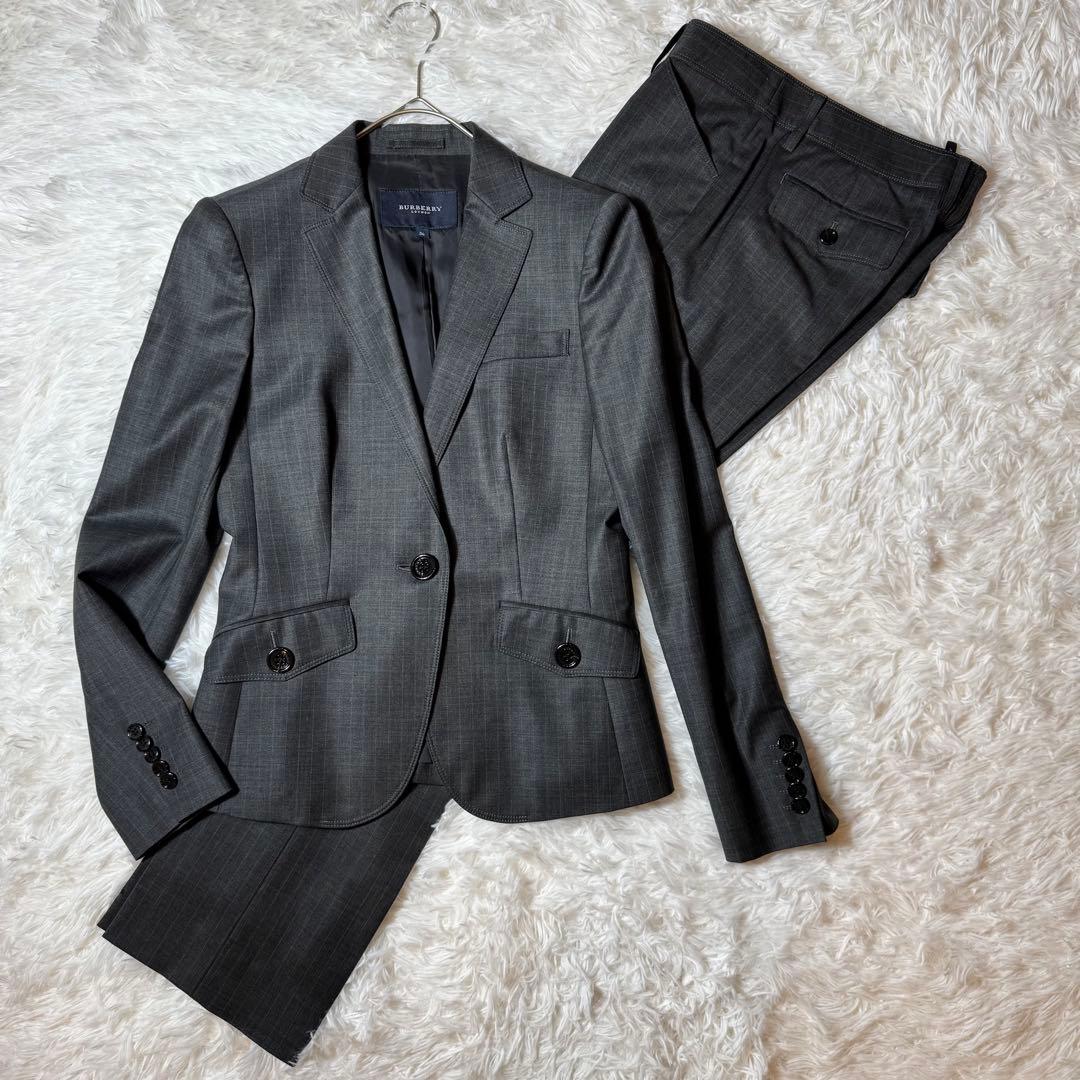 美品 バーバリーロンドン パンツスーツ セットアップ 1つボタン 薄いストライプ