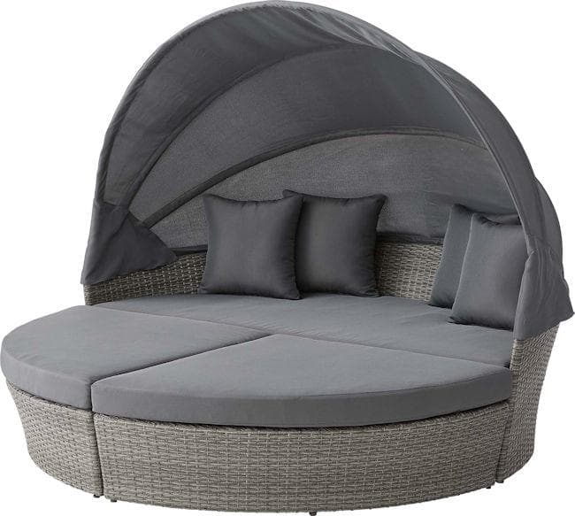 日除け付 人工ラタン屋根付ガーデンソファセット幅185 クッション付（596）