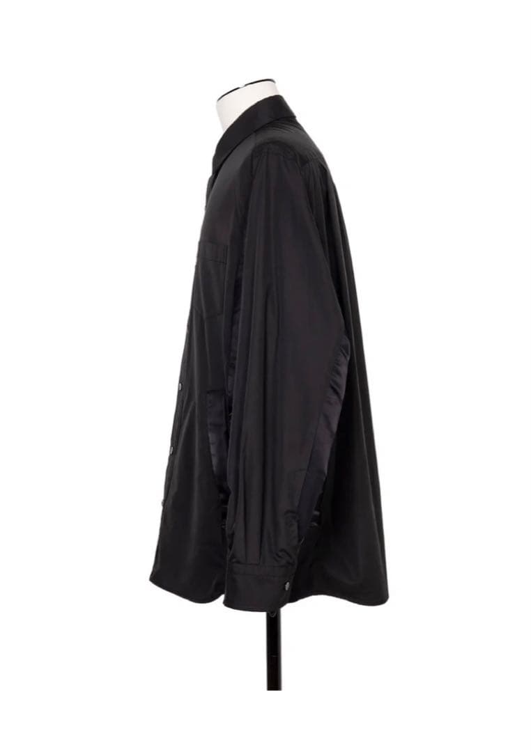 国内正規品 新品同様Sacai コンビネーションポプリンシャツ ナイロン黒x黒