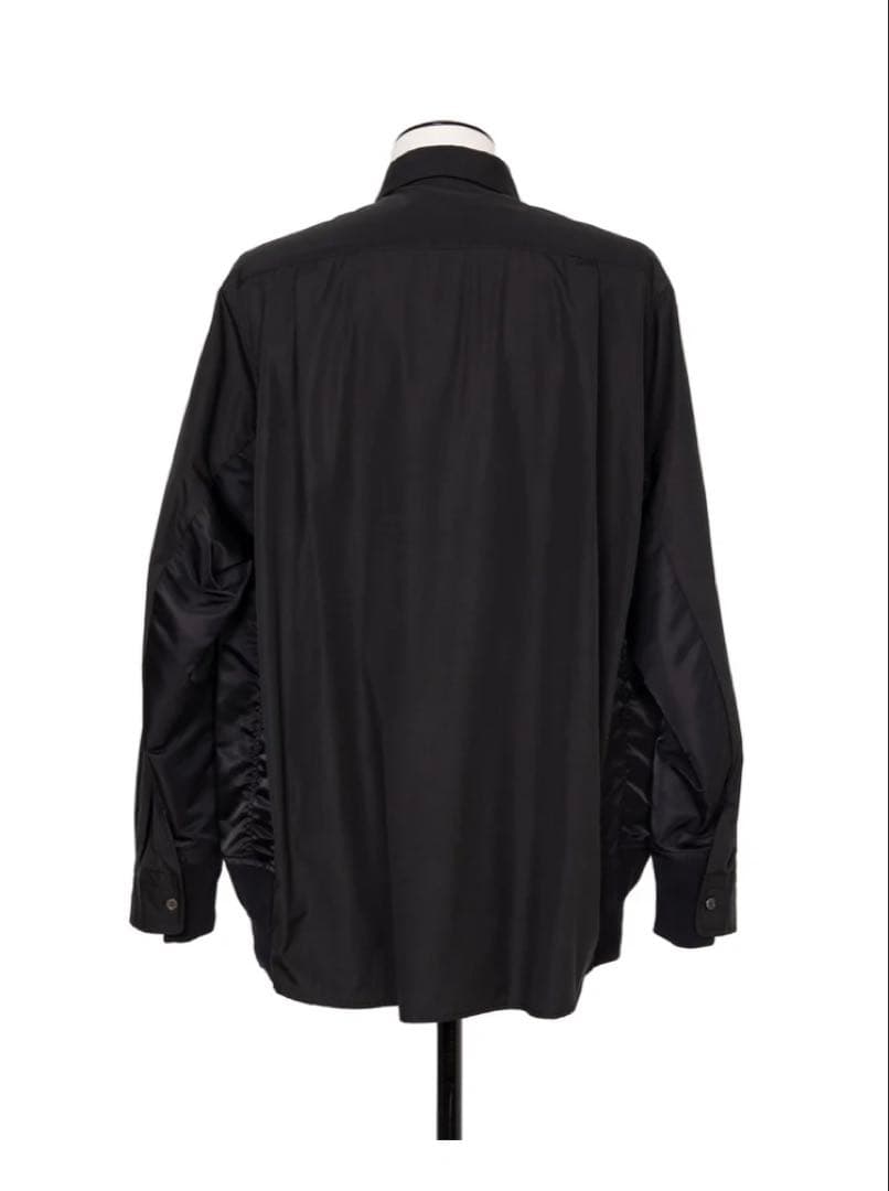 国内正規品 新品同様Sacai コンビネーションポプリンシャツ ナイロン黒x黒