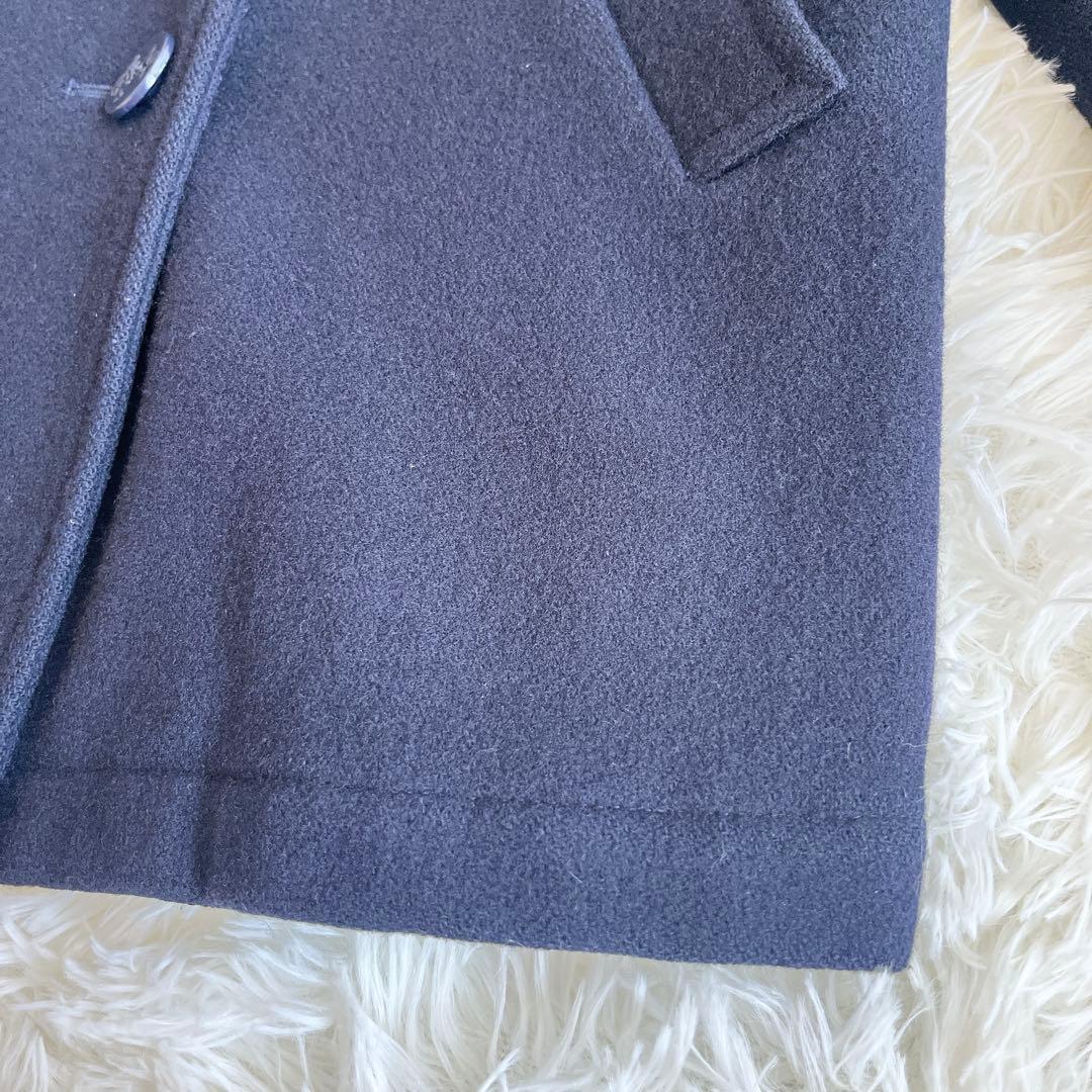 美品　バーバリー　ウールピーコート　中わたライナー付き　ノバチェック　ネイビー