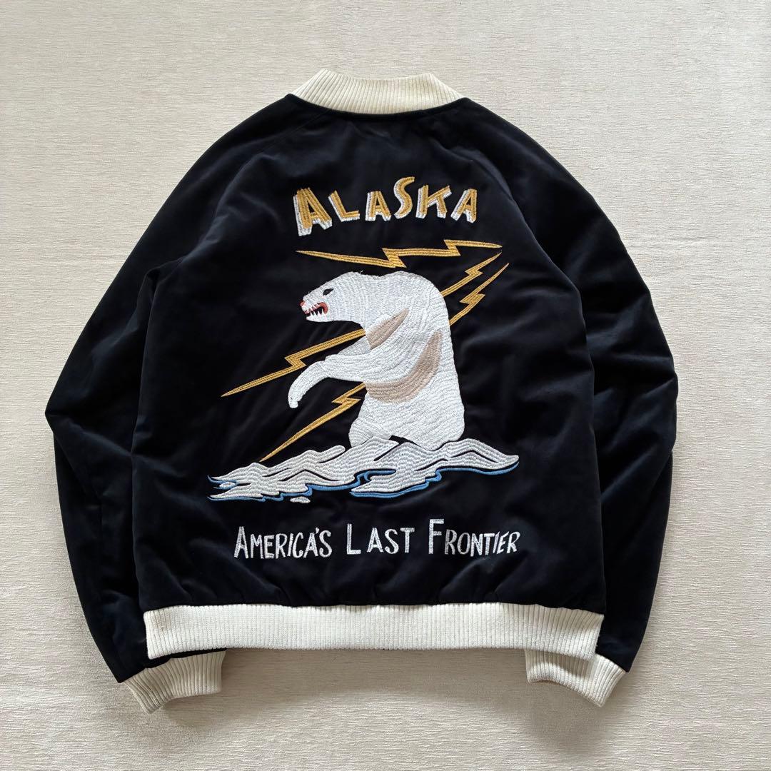 HOUSTON スカジャン　アラスカ　ベロア　白熊　別珍　スーベニアジャケット