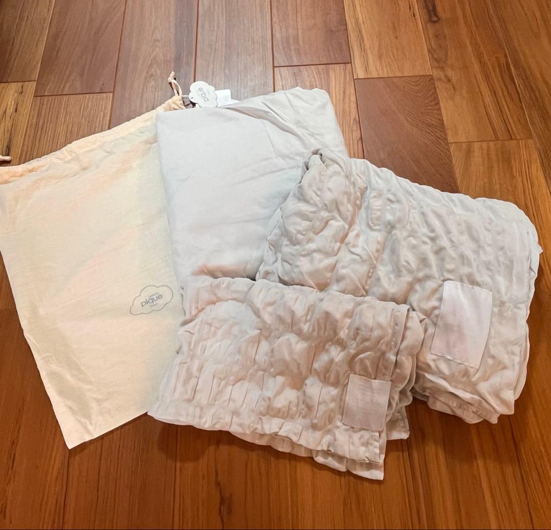 ジェラートピケ sleep ポコポコギャザー 寝具３点セット　シングル　グレー