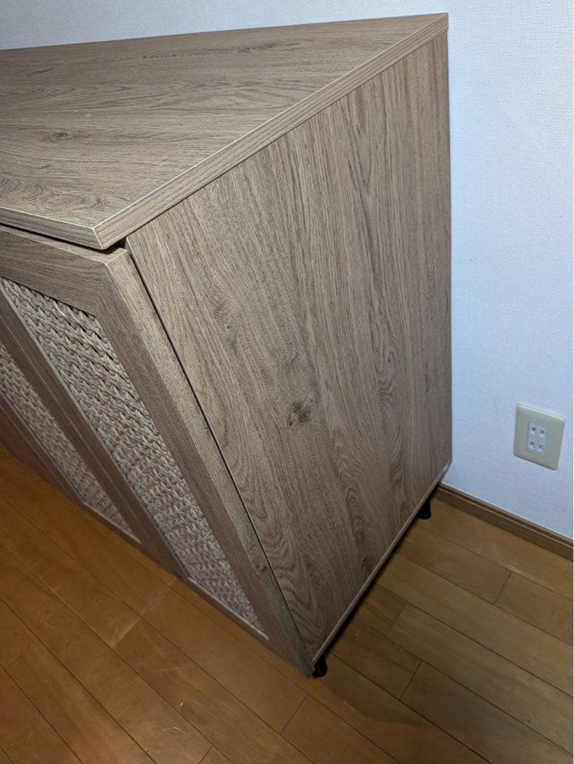 ★よぺ★LOWYA ラタン調キッチンカウンター 棚 収納 台