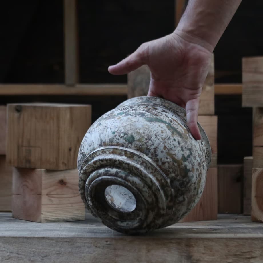 たけろうポット / 大鉢 / シロサビ+ミドリ【イベント限定鉢】(C)