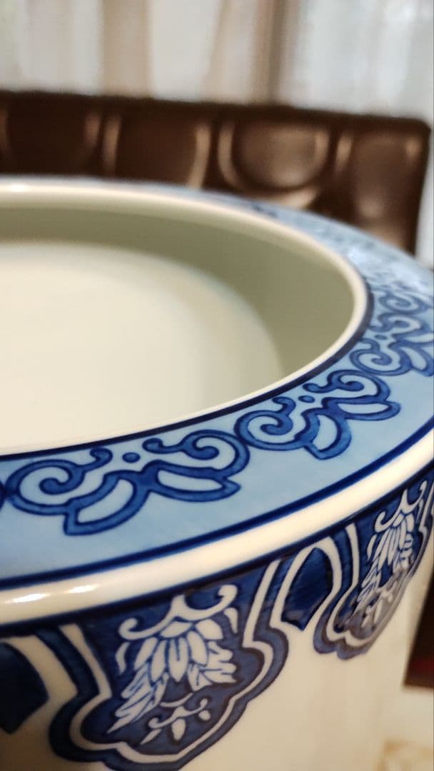 美品　有田焼 　傘立て　陶器　哲山作　染付　山水絵