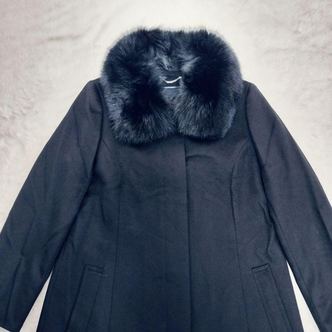 【大きなサイズ☆タグ付】23区　ロングコート　カシミヤ　ブルーフォックスファー