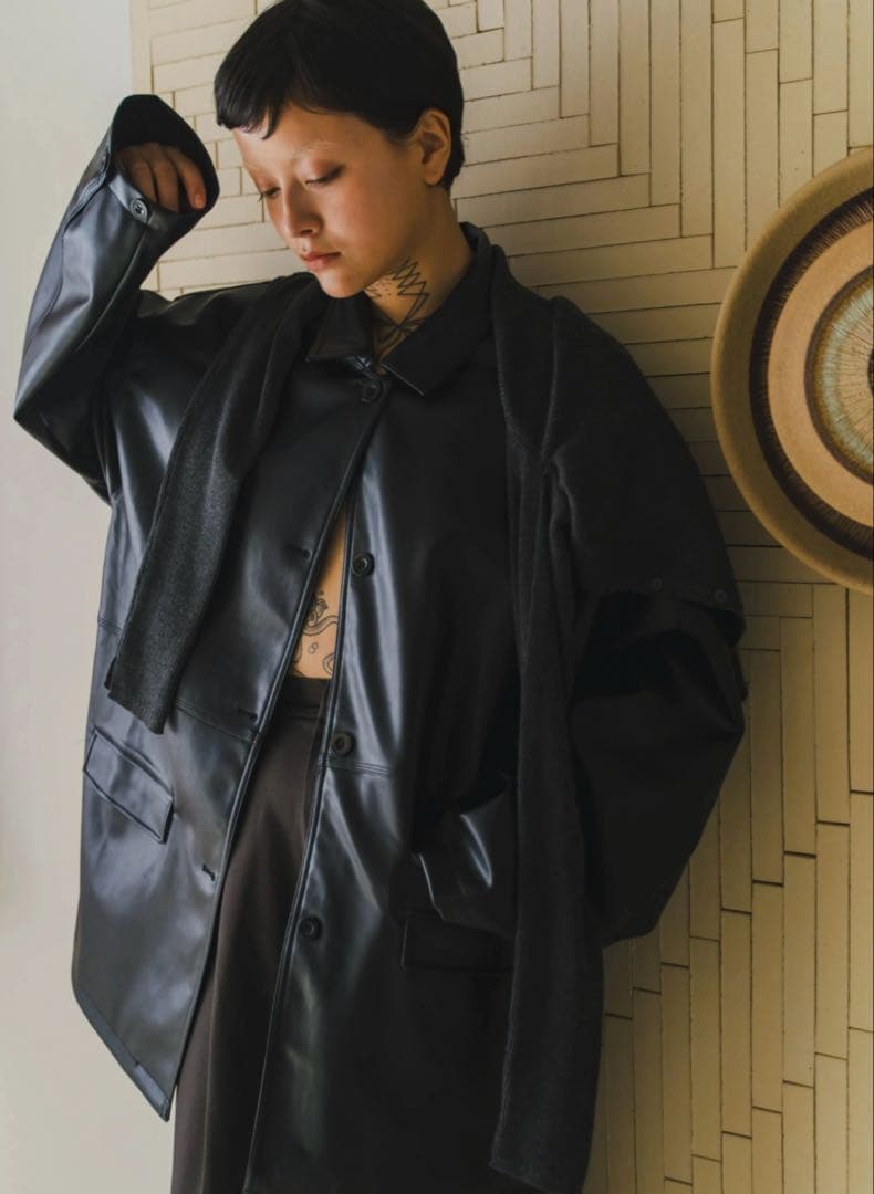 美品【lit】 Fake Leather Coveralls Jacket