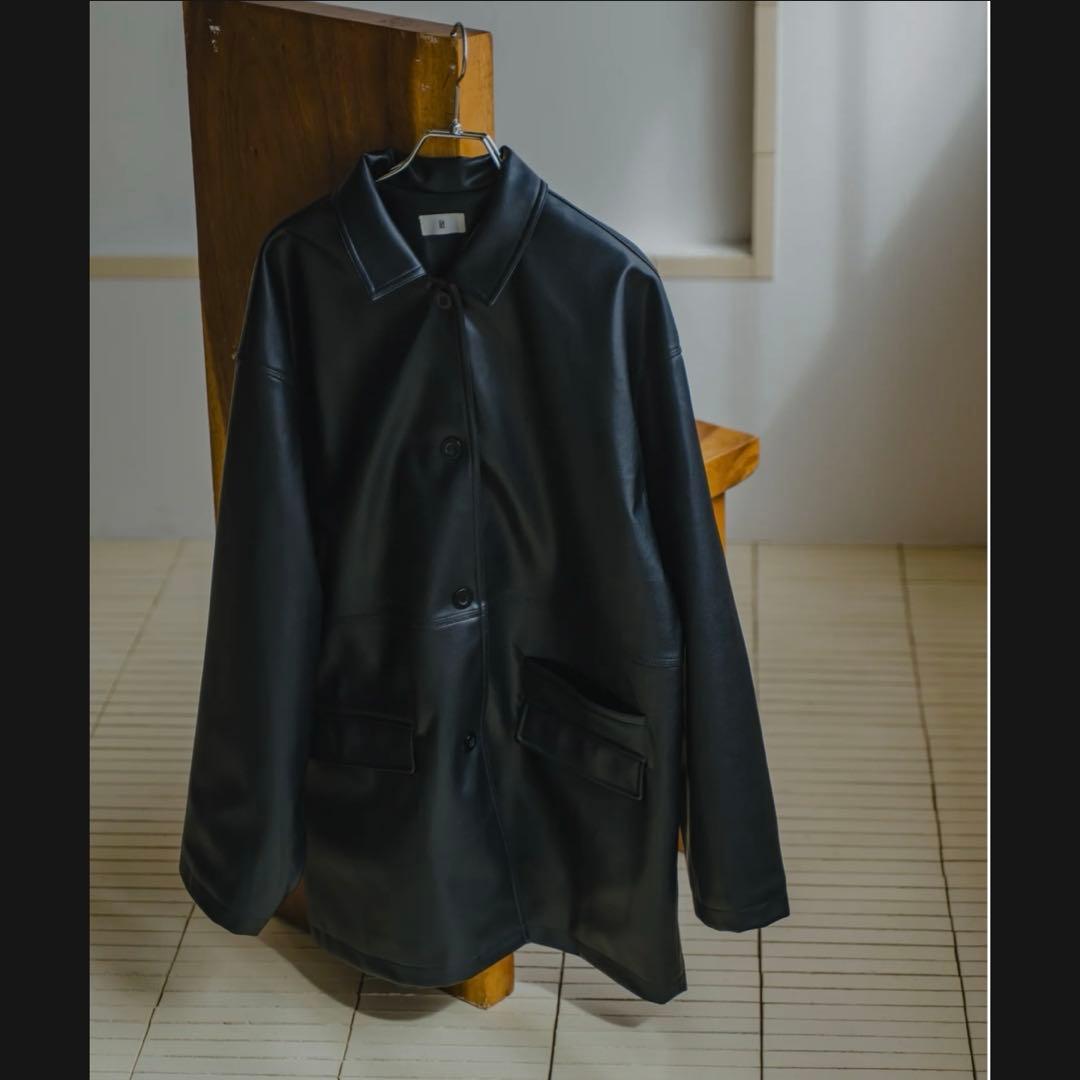 美品【lit】 Fake Leather Coveralls Jacket