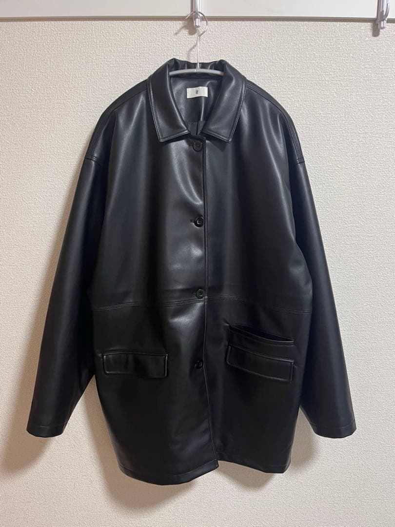 美品【lit】 Fake Leather Coveralls Jacket