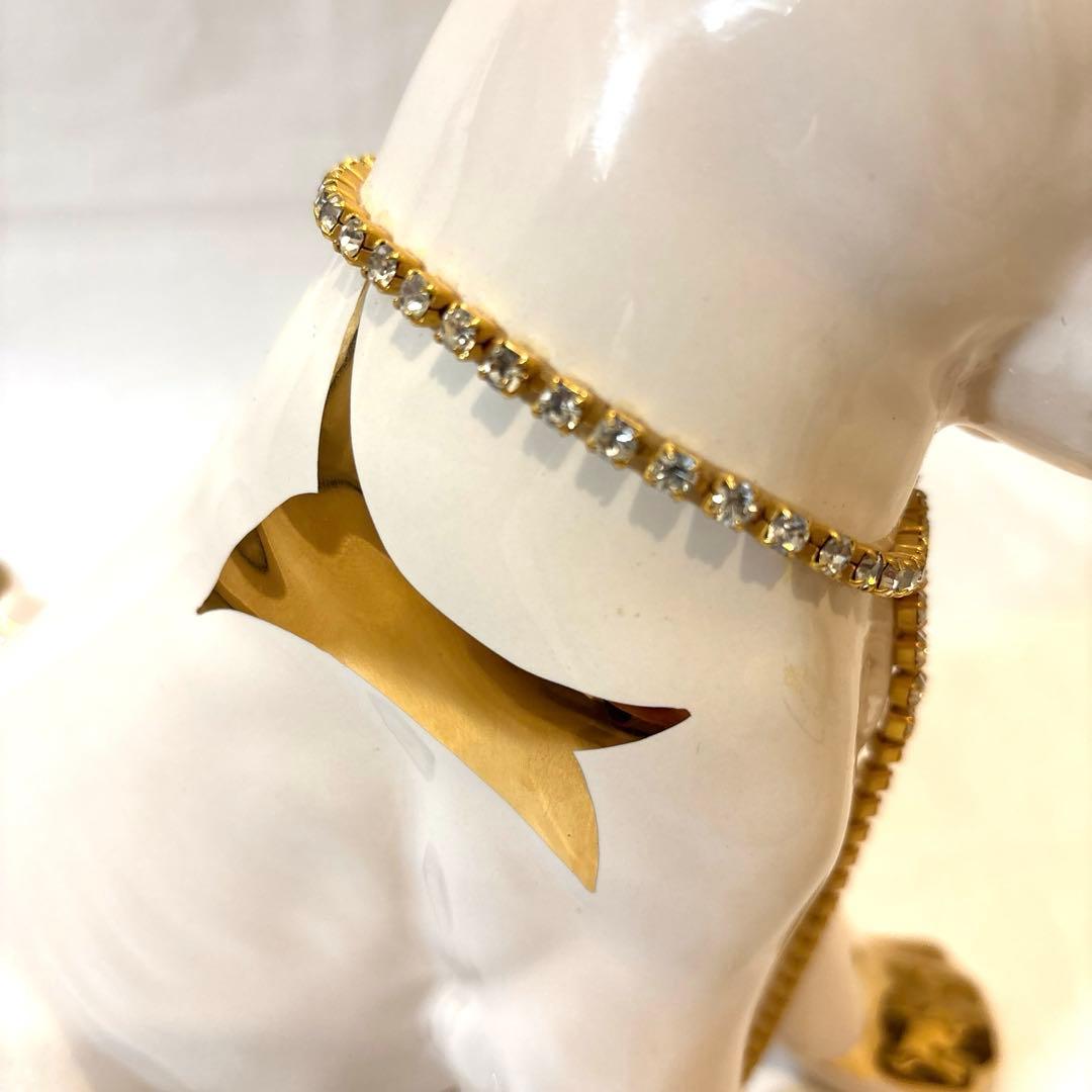 24金メッキ、スワロフスキー使用！　AHURA ボクサー犬　置物　イタリア製