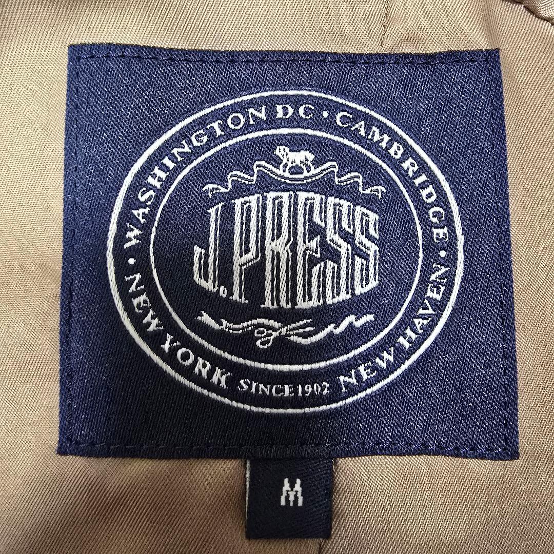 極美品 ジェイプレス ステンカラーコート ライナー付 ピンストライプ ベージュM